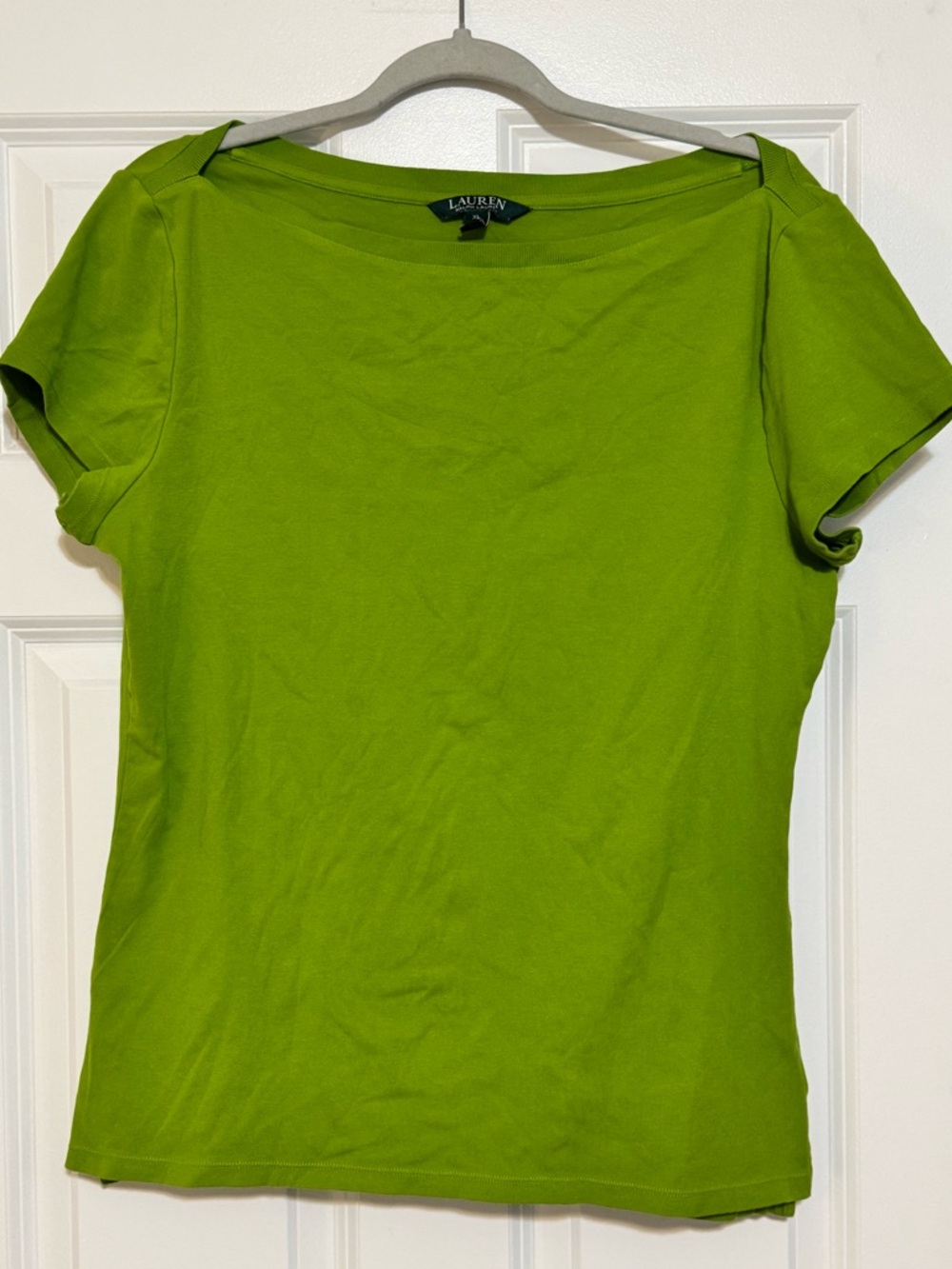 Women’s Lauren Ralph Lauren Lime Green Cotton Boatneck Short Sleeve T-shirt XL